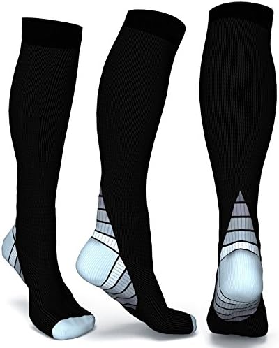 Compression Socks for Men &amp; Women, BEST Graduated Athletic Fit for Running, Nurses, Shin Splints, Flight Travel, &amp; Maternity Pregnancy. Boost Stamina, Circulation, &amp; Recovery (S/M, Black&amp;Gray)