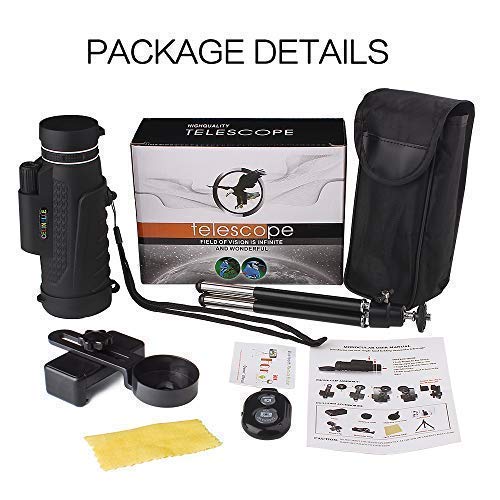 CELINELLE Monocular Telescope 12x50 High Power Waterproof Monocular with Scope Phone Mount & Tripod Monocular Compact Scope BAK4 Prism FMC Monoculars Adults Hunting Birdwatching Camping Travelling