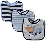 Gerber Baby Boys' 3 Pack Terry Dribbler Bibs, Transportation, One Size