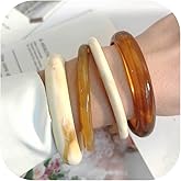 HLZMZQF 4PCS Chunky Acrylic Bangles Bracelets for Women Geometric Acrylic Large Cuff Bracelet Thick Wide Statement Bangle Bracelets for Women Resin Jewelry