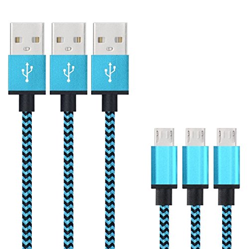 Micro USB Cable 3-Pack 3ft Nylon Braided Extremely Durable Micro USB Cable High Speed USB A Male to Micro B Sync and Charging Cables Blue