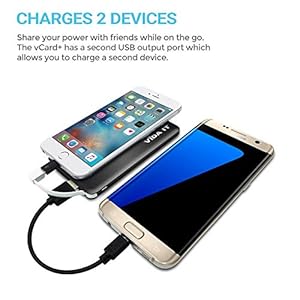 Vida IT vCard+ Power Bank Mini Caricabatterie Esterna Universale Portatile 4000mAh Piccolo e Sottile Caricatore di Sostegno da Viaggio Compatibile con iPhone Android USB-C con Cavo Integrato 3 in 1 - immagine 5