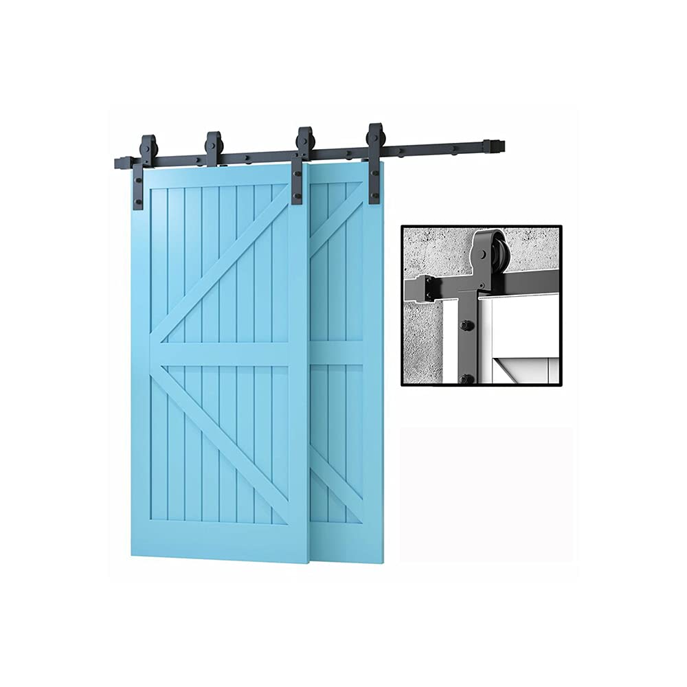 GIFSIN 6.6FT/200cm Sliding Barn Door Kit - Hardware for Double Door - Max Width 100cm — image 1