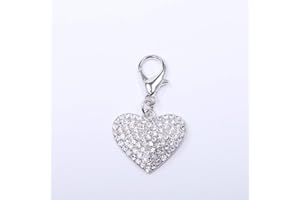 BBDDKEG Dog and cat shiny heart shape full rhinestone charm pendant