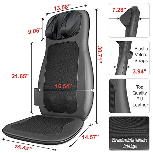 Shiatsu Neck & Back Massager with Heat, Deep Tissue Kneading Massage