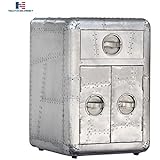 NauticalMartAviator Aero Aluminum Side End Table,Bed Side One Drawer,2 Doors Han