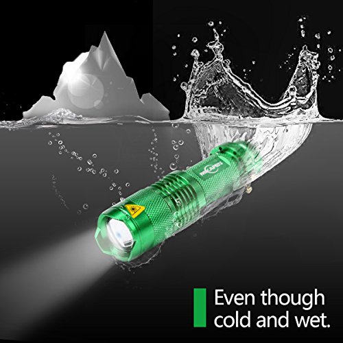 MIKAFEN 5 Pack Mini Flashlights LED Flashlight 300lm Zoomable Tactical Flashlight with 3 Modes(Green) - Thumbnail 4