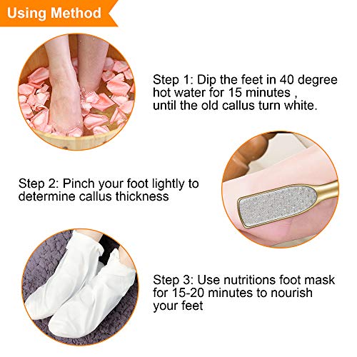MASWATER Callus Remover/Foot Rasp/Foot File/Foot Scrubber with Double Side Scrubs& 3pcs Nutritions Foot Mask for Your Foot Care Pedicure at Home on Feet Without Pain- Foot MASK