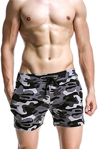 SHOWOUT low waist men casual Trunks Comfort Homewear Fitness Workout camouflage Shorts Gray S