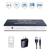 HDMI Switch, 4 Port HDMI Switch with Remote, HDMI Splitter 4 in 1 Out, HDMI Switch Box Support 4K, 1080P, 3D, Support PIP Features