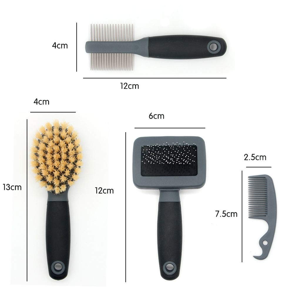 Puppy Grooming Kit Cat Flea Comb Brush, Soft Protection Salon Grooming Tools for Small Animals, Remove Dead Hair, Mats, Tangles, 4 Pcs