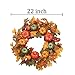 VGIA 22 inch Artificial Fall Wreath Fall Maple Leaves,Pumpkins with Berries for Front Door Fall Harvest Decorations
