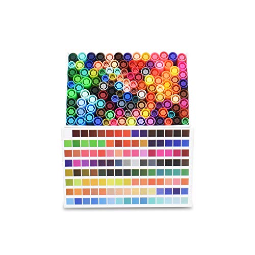 120 Colors Dual Tip Brush Marker Pens, 0.4 Fine Tip Marker Pens and Watercolor Brush Highlighter Pen Set for Sketch Book Coloring Book Note Taking Writing Planning Art Project