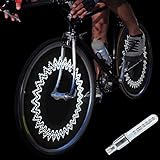 DAWAY A08 Bicycle Tire Valve Stem Light - Led Waterproof Bike Wheel Lights Neon Flashing Lamp Glow in The Dark Cool Safe Accessories, 1 Pack, White Graphics