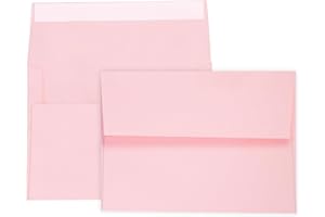 AZAZA 100 Pack A7 Pink Invitation 5x7 Envelopes - Self Seal, Square Flap,Perfect for Baby Shower, 5x7 Cards, Weddings, Birthday, invitations, Graduation, 5.25 x 7.25 Inches (Pink)