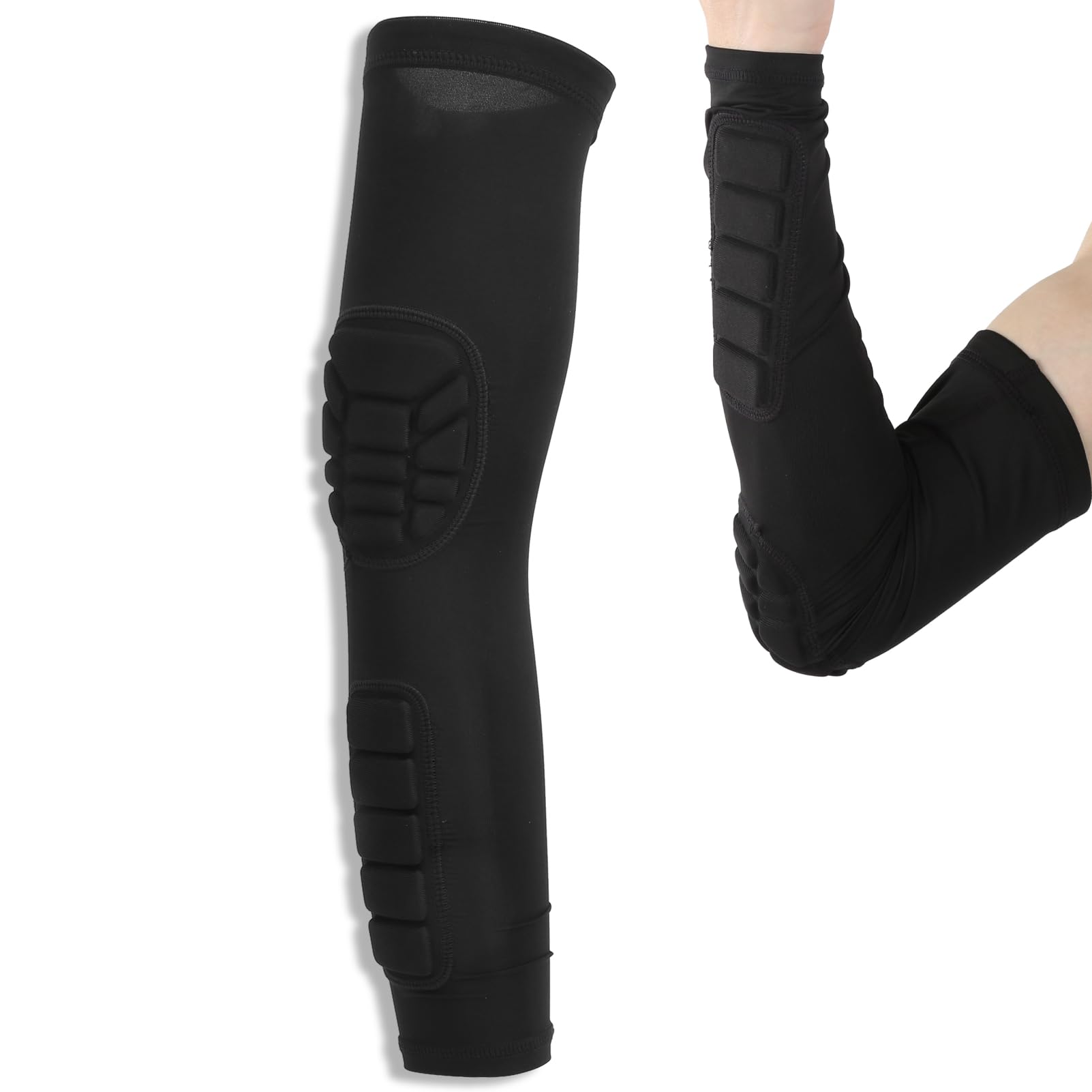 Agatige Compression Lengthen Arm Sleeves, Sports Arm Guard Sleeves Lengthen Anticollision Elbow Pad Outdoor Protective Gear Breathable Support Pads for Women Men Football Basketball Volleyball (XL)