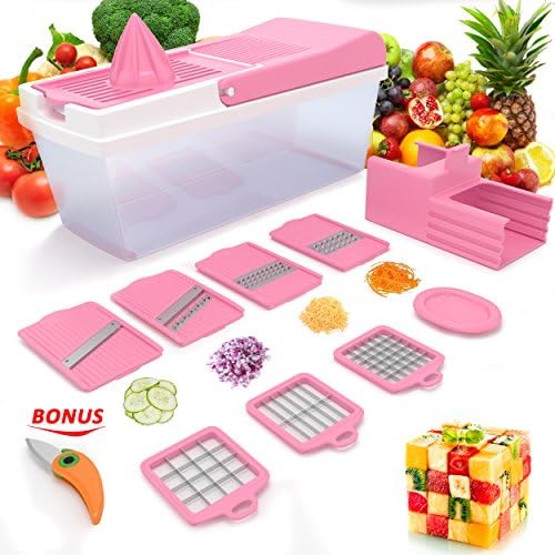 Vegetable Chopper,Onion Chopper,Mandoline Chopper,Fruit Dicer,Multi-Function Kitchen Cutter Set - Slicer/Grater/Peeler/Cutter/Juicer/Egg Separator And Food Storage - Vegetable + BONUS BIRD KNIFE