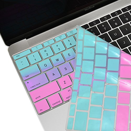 TOP CASE - Faded Ombre Series Keyboard Cover Silicone Skin Compatible with MacBook Pro 13 inch A1708 (No TouchBar) Release 2017 & 2016 / MacBook 12-inch Retina A1534 - Hot Blue/Purple