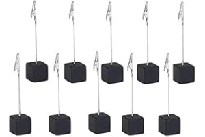 Xiaoyztan 10 Pcs Black Resin Cube Base Alligator Clip Note Card Table Stand Holder for Wedding Party or Meeting Displaying Place Card Holder