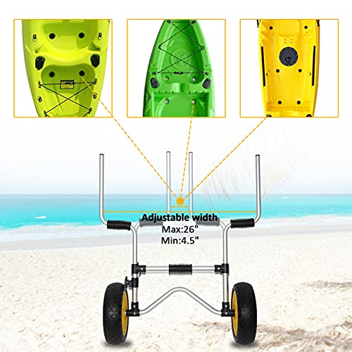 Bonnlo Kayak Dolly Scupper, Kayak Trolley Carts for Sit on Top Kayaks