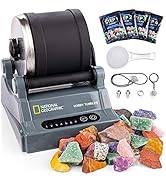 NATIONAL GEOGRAPHIC Hobby Rock Tumbler Kit - Includes Rough Gemstones, 4 Polishing Grits, Jewelry...