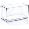WGV Rectangle Block Glass Vase, Width 4", Length 8", Height 4", Clear Long Floral Container, Candle Holder for Home Office Wedding Decor, 1 Piece