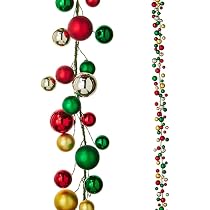 Amazon.com: RAZ Imports Red Green and Gold Ball Christmas Garland 6 Feet  Long : Home & Kitchen