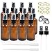 Pack of 12, 2 oz Amber Glass Bottles with Black Fine Mist Sprayers by Mavogel, Including 2 Extra Black Fine Mist Sprayers, 2 Stainless Steel Mini Funnel, 2 Transfer Pipettes, 12 Bottle Labels