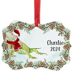 Green Iguana Christmas Ornament 2024 - Personalized