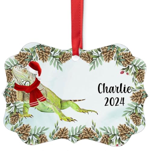 Green Iguana Christmas Ornament 2024 - Personalized