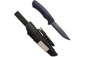 Morakniv Carbon Steel Fixed-Blade Bushcraft Survival Knife with Sheath and Fire Starter, Black, 4.3 Inch