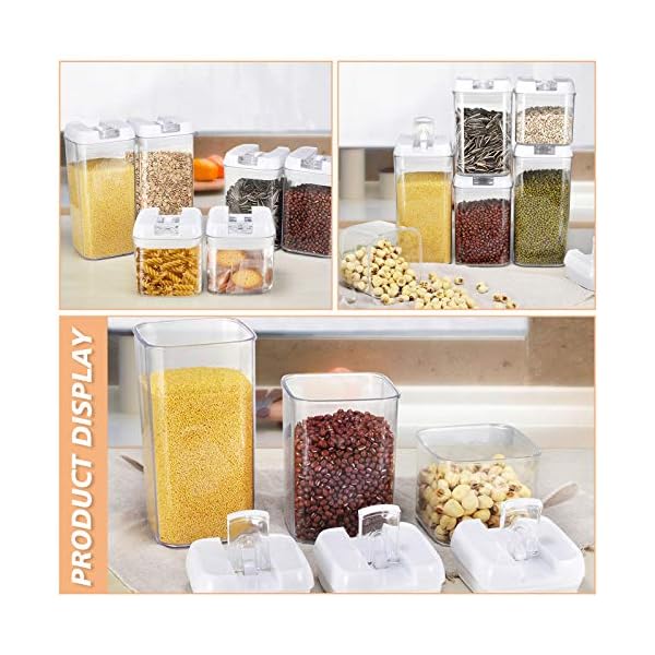 VIVILINEN-Airtight-Food-Storage-Container-Set-Stackable-Kitchen-Storage-with-Lids-Ideal-for-Cereal-Spaghetti-Pasta-Candy-Snacks-for-Keeping-Food-Dry-FreshSet-of-4-08L VIVILINEN Airtight Food Storage Container Set- Stackable Kitchen Storage with Lids Ideal for Cereal Spaghetti Pasta…