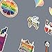 Homyu Stickers Pack 60-Pcs Decals of Colorful Rainbow for Laptops Cars Motorcycle Portable Luggages Ipad Waterproof Sunlight-Proof