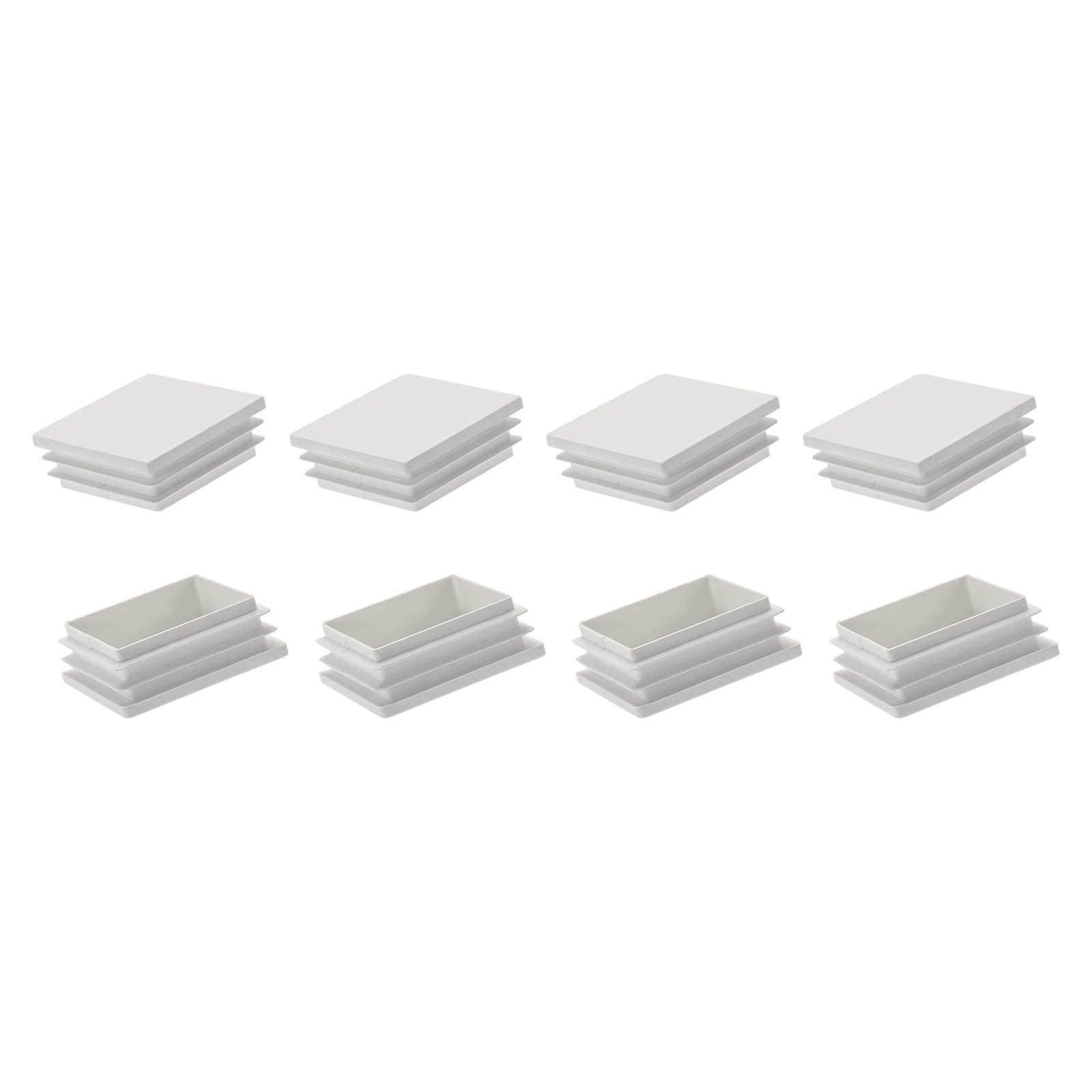 METALLIXITY Square Post End Caps (1.97"x1.97") 8pcs, Plastic Tubing End Cap Plug - for Decoration Furniture, Handrail Stair, White