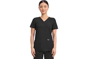 Cherokee Scrubs Top for Women Mock Wrap with 3 Pockets, Soft, 2-Way Stretch & Durable Fabric - WW610