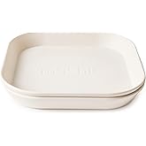 mushie Square Dinnerware Plates for Kids | Made in Denmark, Set of 2 (Ivory)