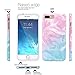 JAHOLAN Pink Blue Marble Design Clear Bumper TPU Soft Rubber Silicone Cover Phone Case Compatible with iPhone 7 Plus/iPhone 8 Plus