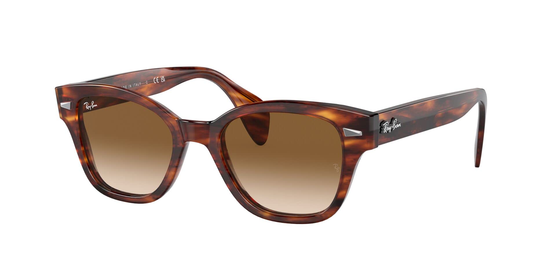 Ray-Ban Unisex RB0880S Square Sunglasses, Striped Havana/Clear Brown Gradient, 52 mm