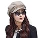 Comhats Wool Newsboy Cabbie Beret Cap for Women Beret Visor Bill Hat Winter Beige