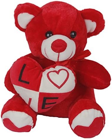 Funny Teddy Cute Teddy Bear with Heart - 32 cm / 1 feet | Valentine Gift Birthday Soft Stuffed Toys l Decor car (Red)