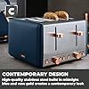 Tower T20051MNB Cavaletto 4-Slice Toaster with Defrost/Reheat, Stainless Steel, 1800 W, Midnight Blue and Rose Gold