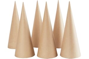 Factory Direct Craft Open Bottom Paper Mache Cones - Pack of 6 Cardboard Papier Mache Cones for DIY Crafts, Gnomes, Holiday Angels, Christmas Trees (10-1/2" H x 4" Dia.)