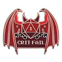 Dark Spark Decals Crit Fail [Critical Fail] NAT 1 Gaming Dice Roll with Devil Wings - 1.25" Enamel Pin, Great for Tabletop Gamers