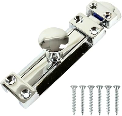 SISI UK Chrome Door Bolts 4 Inch Flat Bolt Surface Door Latches