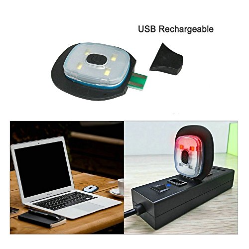 OMOUP Camping Outdoor LED Kappe 4 LED Hut USB aufladbare für Männer Frauen warme Strickmütze LED Cap Licht mit 3… – Bild 7