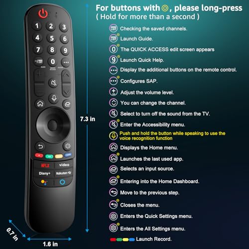 For LG-Mando-Smart-TV, Universal Magic Remote Control for LG XXX, Compatible with MR21, MR22, MR23, MR24, AKB76037605 and AKB76040301