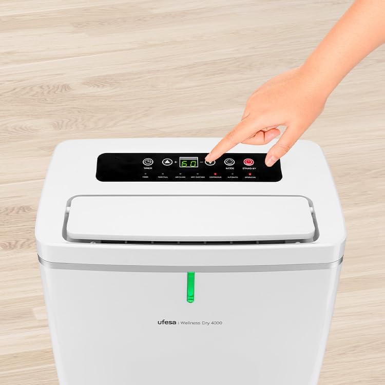Wellness Dry 4000 Luftentfeuchter 16L/24h, Leise 43 dB, Feuchtigkeitssensor, Wäschetrocknungsfunktion und Luftreinigung, 5L Tank, 24h Timer, Bis zu 30 m², Automatische Abschaltung