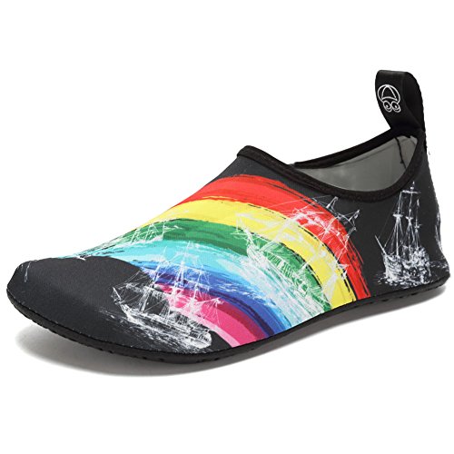 CIOR Water Shoes Barefoot Quick-Dry Aqua Yoga Socks Slip-On for Men Women KidsSX-Rainbow-38/39