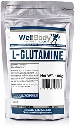 WellBodyNaturals Pure L-Glutamine Powder (100 grams)