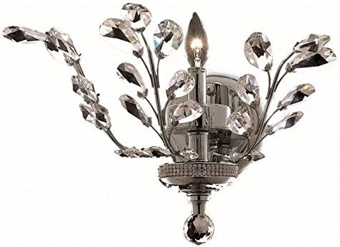 Elegant Lighting 2011W16C/EC Cut Clear Crystal Orchid 1-Light Crystal Wall Sconce, Finished in Chrome with Clear Crystals